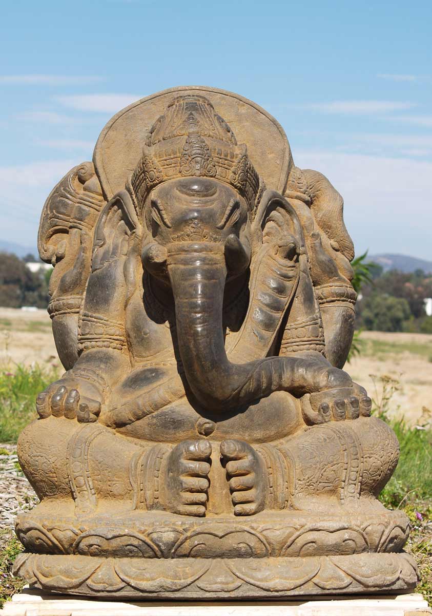 Stone Bali Ganesh Garden Statue 42"